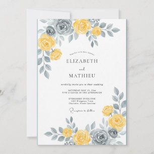 Invitation Mariage de printemps sur ardoise jaune lumineuse