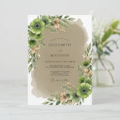 Invitation Mariage de printemps terne vert olive (Debout devant)
