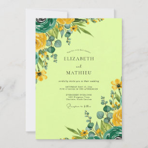 Invitation Mariage de printemps vert citron vibrant