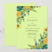 Invitation Mariage de printemps vert citron vibrant (Devant / Derrière)