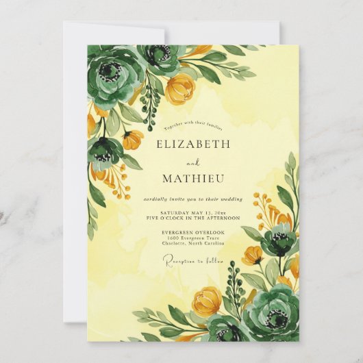 Invitation Mariage de printemps vert émeraude vibrant (Devant)
