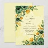 Invitation Mariage de printemps vert émeraude vibrant (Devant / Derrière)