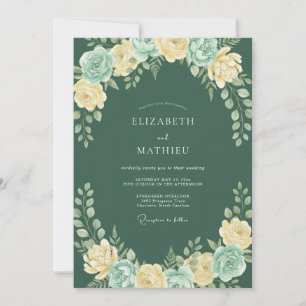 Invitation Mariage de printemps vert forêt exquis