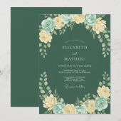 Invitation Mariage de printemps vert forêt exquis (Devant / Derrière)