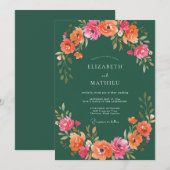 Invitation Mariage de printemps vert forêt intense (Devant / Derrière)
