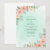 Invitation Mariage de printemps vert menthe à couper le souff (Devant / Derrière)
