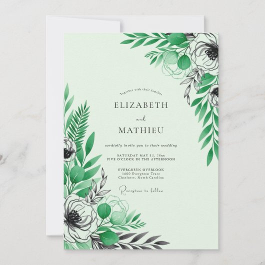 Invitation Mariage de printemps vert menthe croquant (Devant)