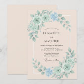 Invitation Mariage de printemps vert menthe doux (Devant / Derrière)