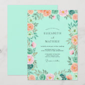 Invitation Mariage de printemps vert menthe enchantant (Devant / Derrière)