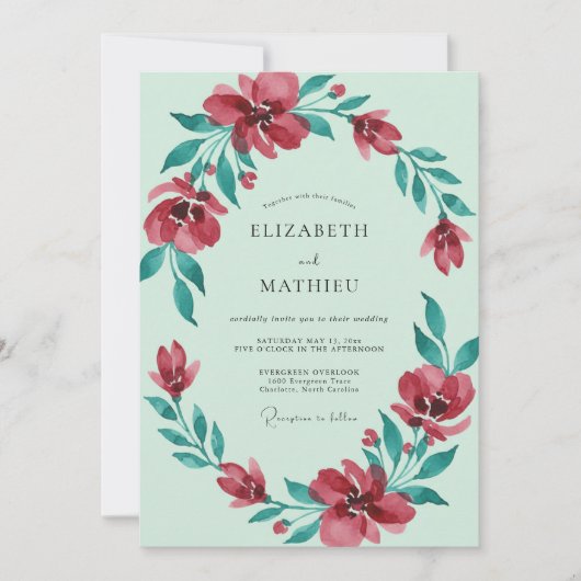 Invitation Mariage de printemps vert menthe enjoué (Devant)