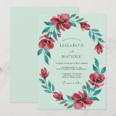 Invitation Mariage de printemps vert menthe enjoué (Devant / Derrière)