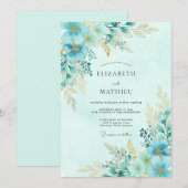 Invitation Mariage de printemps vert menthe immaculé (Devant / Derrière)