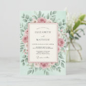 Invitation Mariage de printemps vert menthe luxuriant (Debout devant)