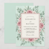 Invitation Mariage de printemps vert menthe luxuriant (Devant / Derrière)