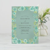 Invitation Mariage de printemps vert menthe orné (Debout devant)