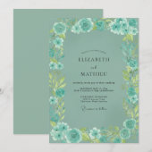 Invitation Mariage de printemps vert menthe orné (Devant / Derrière)