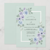 Invitation Mariage de printemps vert menthe paisible (Devant / Derrière)