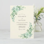 Invitation Mariage de printemps vert menthe serein (Debout devant)