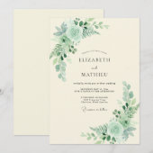 Invitation Mariage de printemps vert menthe serein (Devant / Derrière)