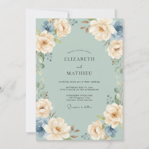 Invitation Mariage de printemps vert sauge poli