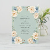 Invitation Mariage de printemps vert sauge poli (Debout devant)