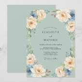 Invitation Mariage de printemps vert sauge poli (Devant / Derrière)