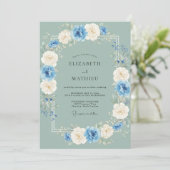 Invitation Mariage de printemps vert sauge poli (Debout devant)