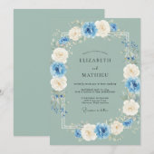 Invitation Mariage de printemps vert sauge poli (Devant / Derrière)