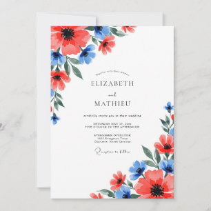 Invitation Mariage de printemps vibrant corail