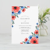 Invitation Mariage de printemps vibrant corail (Debout devant)