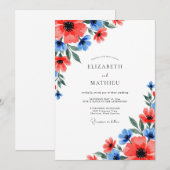Invitation Mariage de printemps vibrant corail (Devant / Derrière)