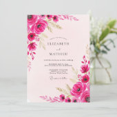 Invitation Mariage de printemps vibrant magenta (Debout devant)