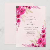 Invitation Mariage de printemps vibrant magenta (Devant / Derrière)