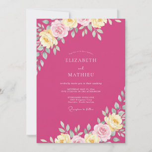 Invitation Mariage de printemps vibrant rose chaud