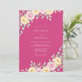 Invitation Mariage de printemps vibrant rose chaud (Debout devant)