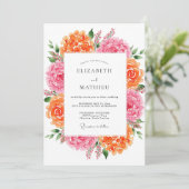 Invitation Mariage de printemps vibrant rose orange (Debout devant)