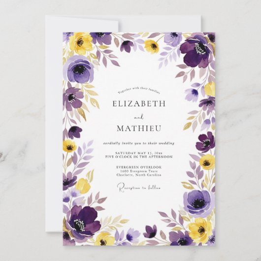 Invitation Mariage de printemps violet exubérant (Devant)