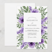 Invitation Mariage de printemps violet poétique (Devant / Derrière)