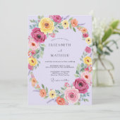 Invitation Mariage de printemps vivace lavande (Debout devant)