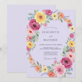 Invitation Mariage de printemps vivace lavande (Devant / Derrière)
