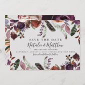 Invitation Mariage de prune d'automne Enregistrer la date Aqu (Devant / Derrière)