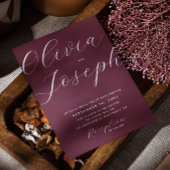 Invitation Mariage de prune de Bourgogne | Photo romantique c