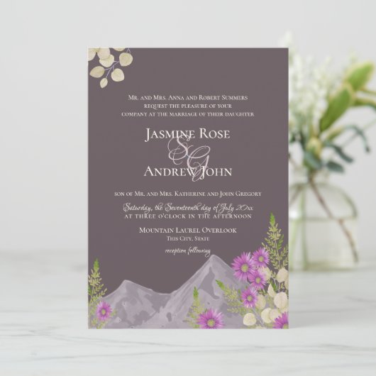 Invitation Mariage de prune Mountain Asters (Debout devant)