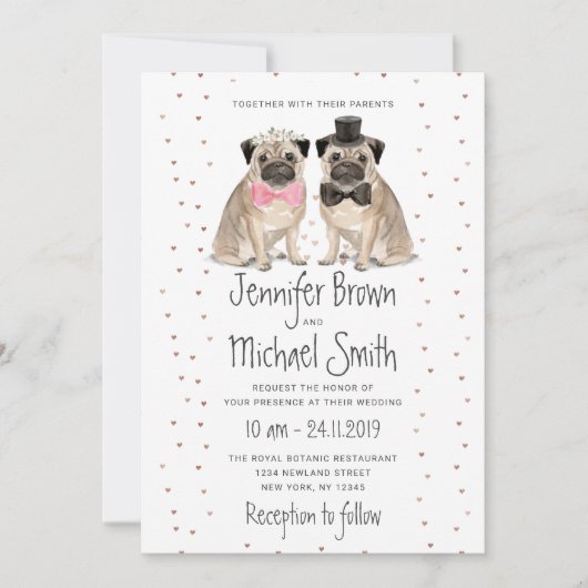 Invitation Mariage de Pug Chien (Devant)