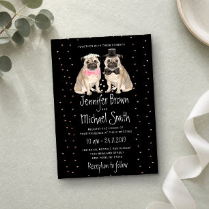 Invitation Mariage de Pug noir Chien