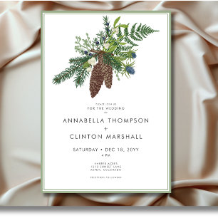 Invitation Mariage de pulvérisation rustique de pin d'hiver e