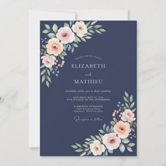 Invitation Mariage de Ranunculus Corail de Minuit et d'Eucaly (Devant)