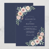 Invitation Mariage de Ranunculus Corail de Minuit et d'Eucaly (Devant / Derrière)