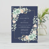 Invitation Mariage de ranunculus d'eucalyptus à la menthe de  (Debout devant)