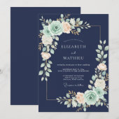 Invitation Mariage de ranunculus d'eucalyptus à la menthe de  (Devant / Derrière)